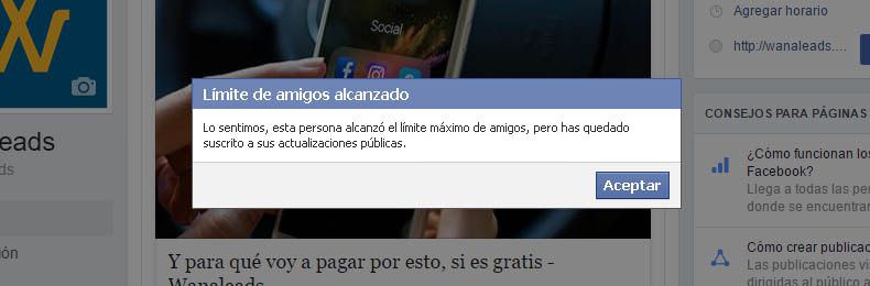 Límite amigos en Facebook